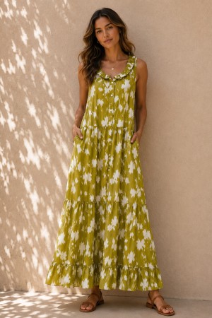VESTIDO FLOR VERDE